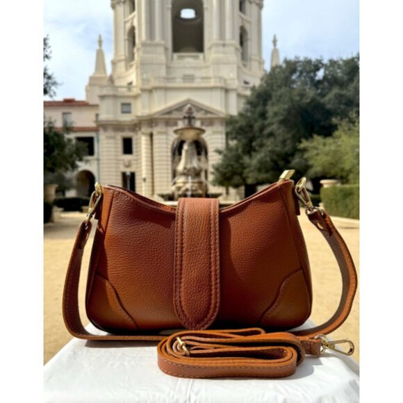 Lina Italian Leather Brown Shoulder Bag
